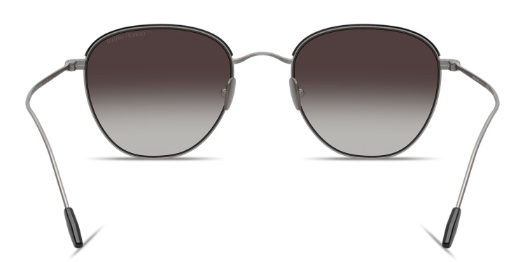 Shop GIORGIO ARMANI Engraved Logo Square Sunglasses in Gunmetal online.