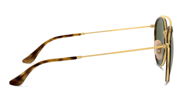 Shop Ray-Ban Round Double Bridge Sunglasses in Gold online.
