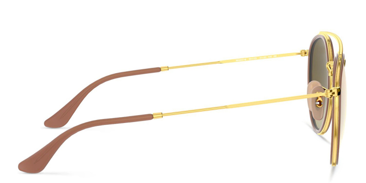 Shop Ray-Ban Round Double Bridge Sunglasses in Gold online.