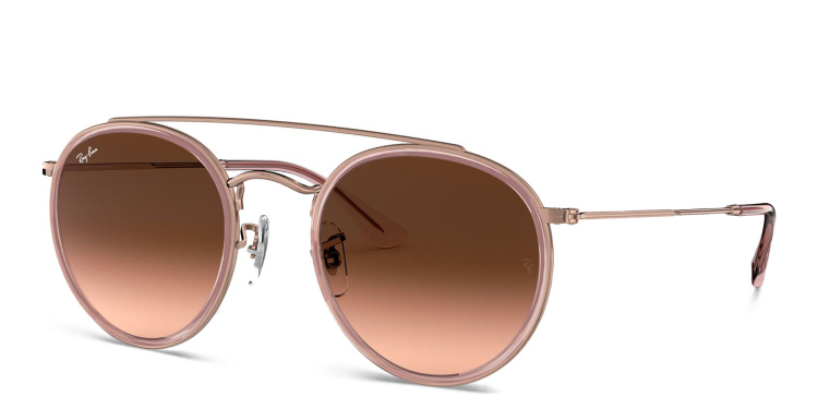 Shop Ray-Ban Round Double Bridge Sunglasses in Copper online.