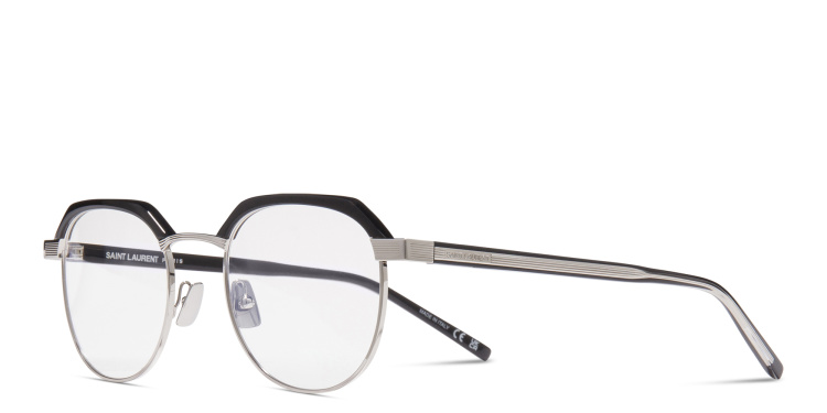 Shop SAINT LAURENT Unisex Round Eyeglasses in Black online.