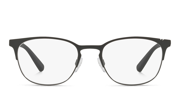 Shop Emporio Armani Oval Eyeglasses in Black online.