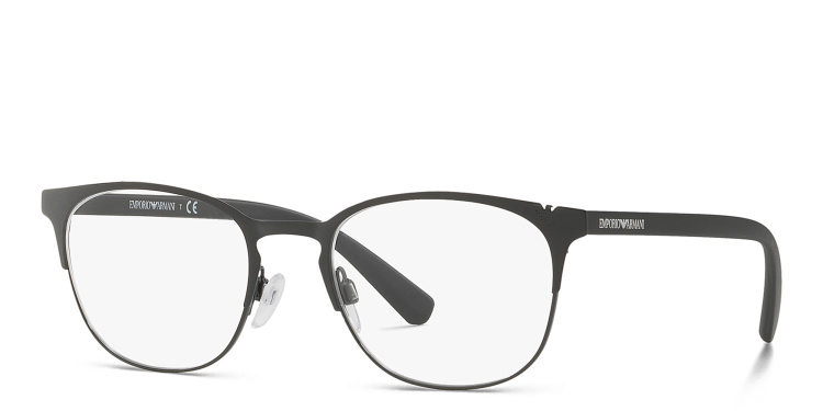 Shop Emporio Armani Oval Eyeglasses in Black online.