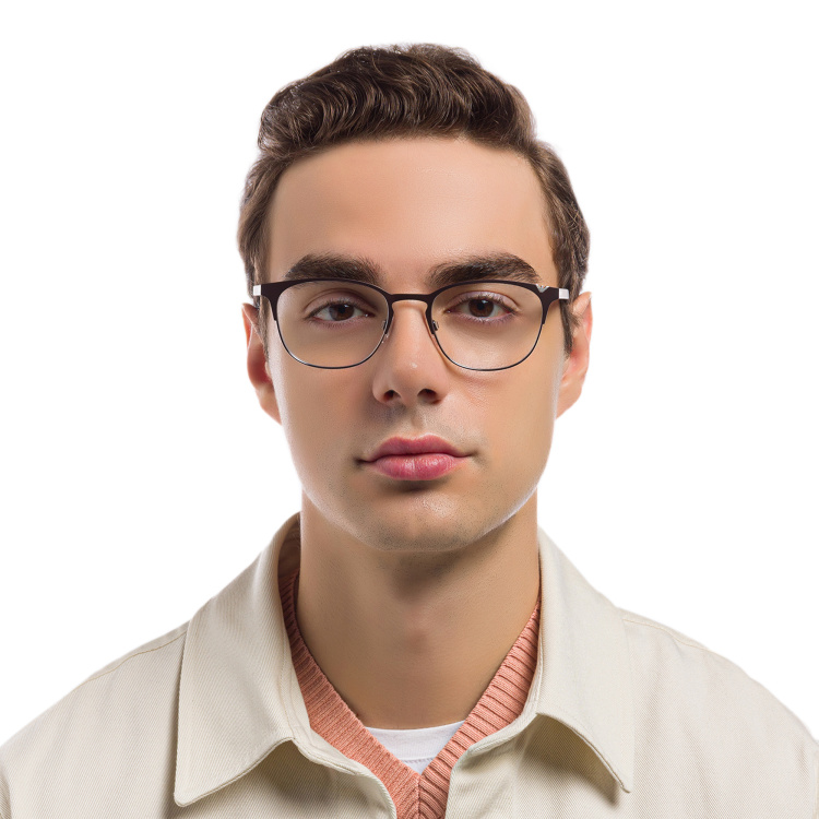 Shop Emporio Armani Oval Eyeglasses in Brown online.