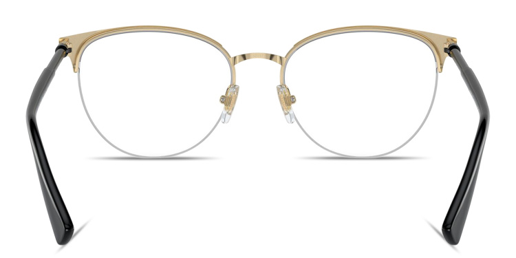 Shop VERSACE Greca Half-Rim Cat-Eye Eyeglasses in Black online.