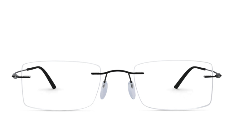 Shop Silhouette Unisex Rimless Rectangle Eyeglasses in Black online.