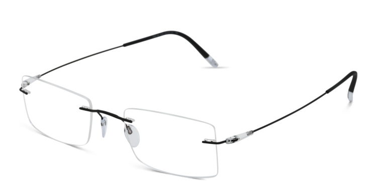 Shop Silhouette Unisex Rimless Rectangle Eyeglasses in Black online.