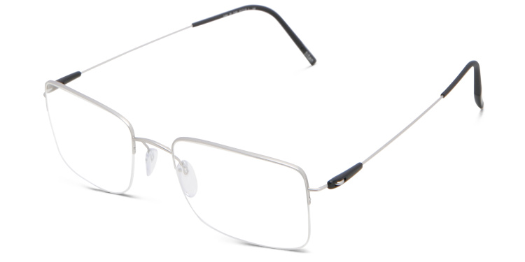 Shop Silhouette Half Rim Rectangle Eyeglasses in Silver online.