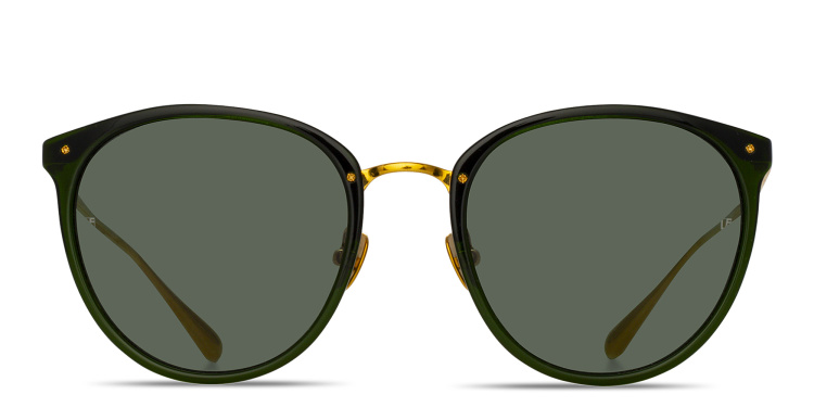 Shop LINDA FARROW Calthorpe Panthos Sunglasses in Green online.