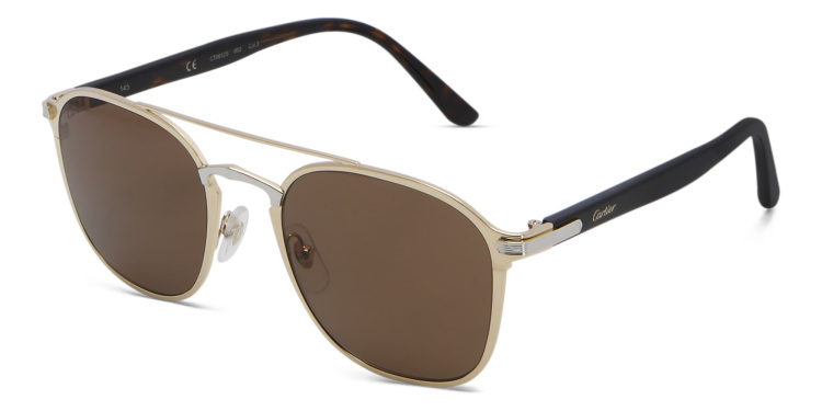 Shop Cartier Signature 'C'de Cartier Unisex Sunglasses in Gold online.