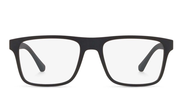 Shop Emporio Armani Rectangle Eyeglasses in Black online.