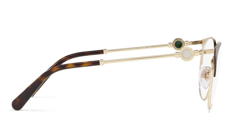 Shop BVLGARI Round Eyeglasses in Brown online.