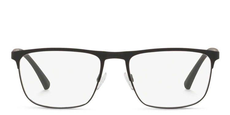 Shop Emporio Armani Wide Rectangle Eyeglasses in Black online.