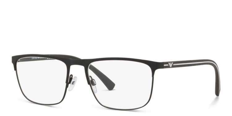 Shop Emporio Armani Wide Rectangle Eyeglasses in Black online.