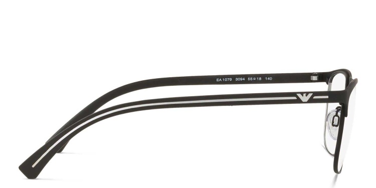 Shop Emporio Armani Wide Rectangle Eyeglasses in Black online.