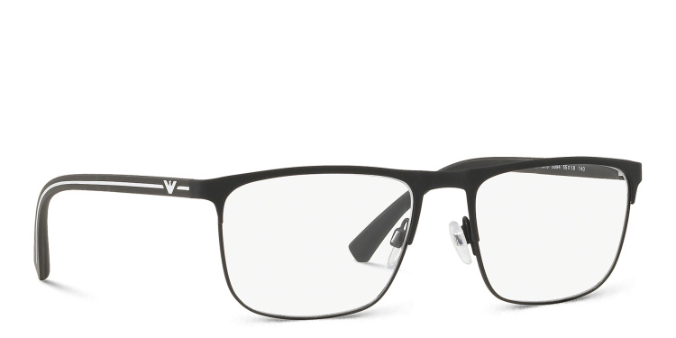 Shop Emporio Armani Wide Rectangle Eyeglasses in Black online.