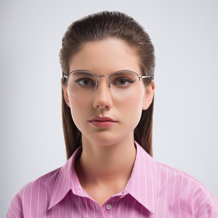 Shop Ray-Ban Round Gaze Unisex Eyeglasses in Silver online.