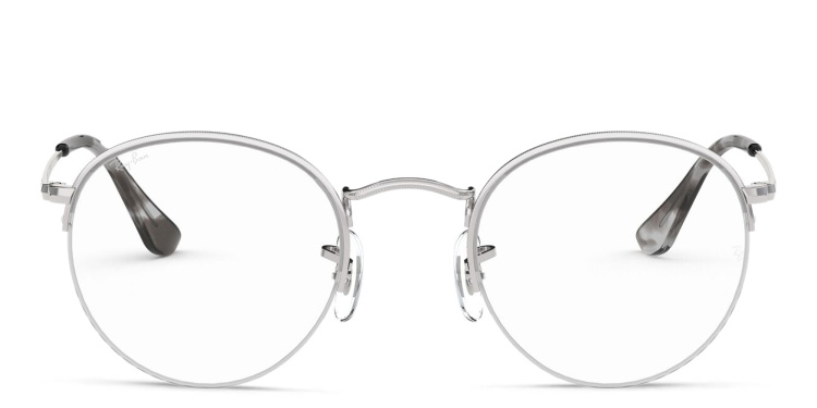 Shop Ray-Ban Round Gaze Unisex Eyeglasses in Silver online.