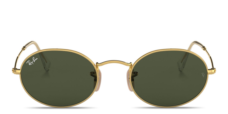 Shop Ray-Ban Oval Metal Unisex Sunglasses in Gold online.