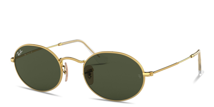 Shop Ray-Ban Oval Metal Unisex Sunglasses in Gold online.