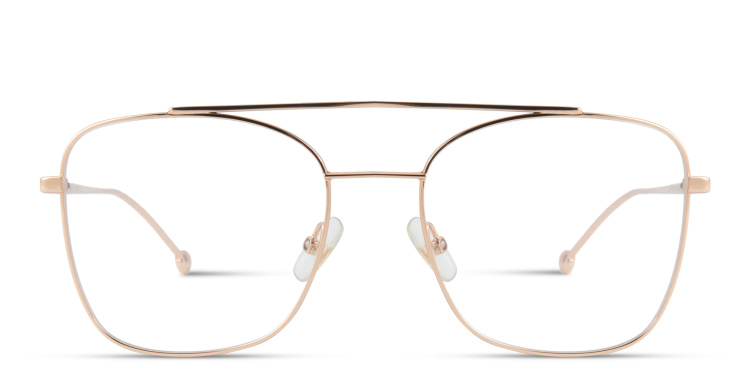 Shop FENDI Logo Signature Wide Square Eyeglasses in Gold online.