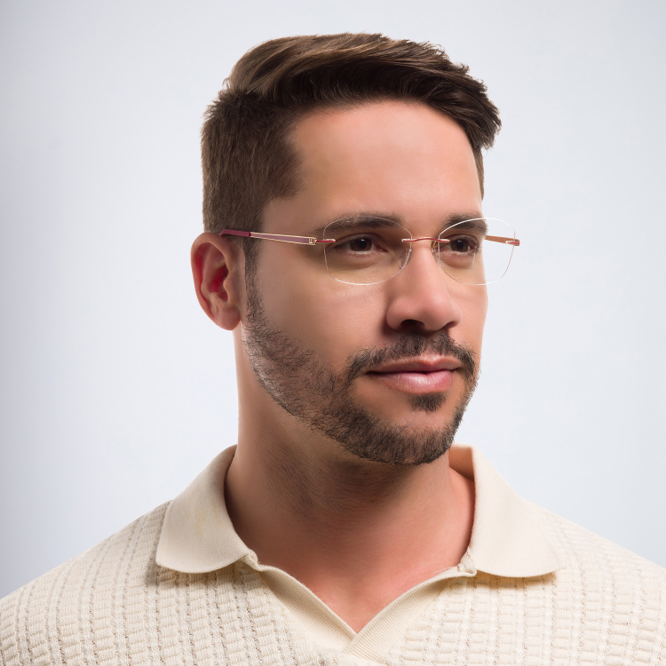 Shop Silhouette Rimless Cat-Eye Eyeglasses in Gold online.