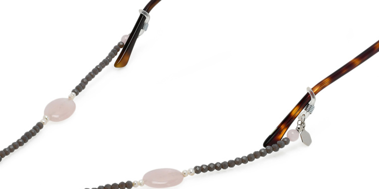 Shop The RICCI DISTRICT Crystals & Rose Quartz Glasses Chain in Grey online.