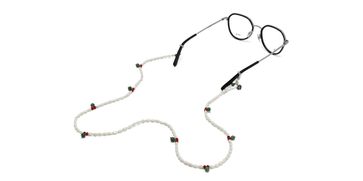 Shop The RICCI DISTRICT Natural Pearls & Jade Glasses Chain in Beige online.