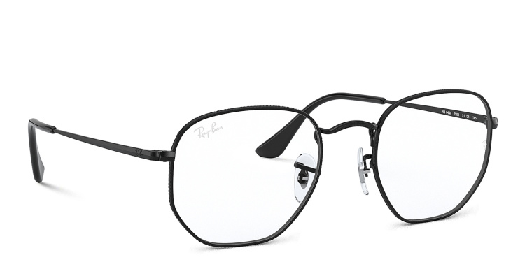Shop Ray-Ban Hexagonal Unisex Eyeglasses in Black online.