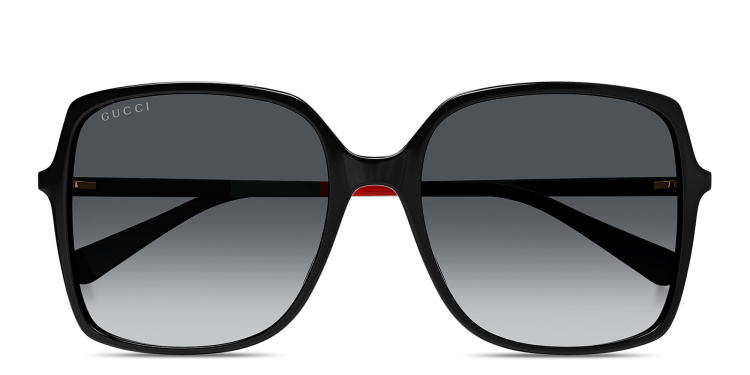 Shop GUCCI Web Oversized Rectangle Sunglasses in Black online.