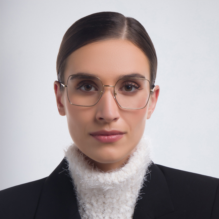 Shop Dolce & Gabbana Square Eyeglasses in Gold online.