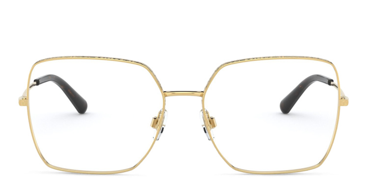 Shop Dolce & Gabbana Square Eyeglasses in Gold online.