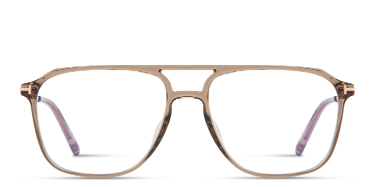 Shop TOM FORD T Logo Aviator Eyeglasses in Brown online.