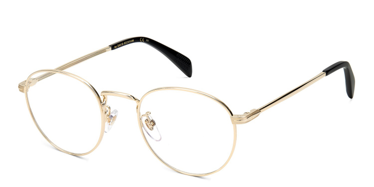 Shop DAVID BECKHAM Panthos Eyeglasses in Gold online.