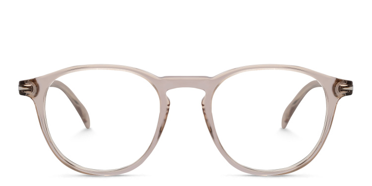 Shop DAVID BECKHAM Panthos Eyeglasses in Beige online.