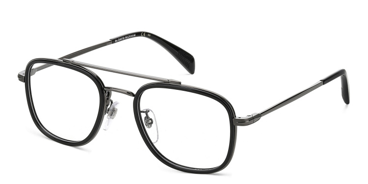 Shop DAVID BECKHAM Square Eyeglasses in Black online.
