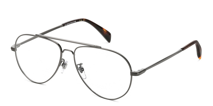 Shop DAVID BECKHAM Wide Pilot Eyeglasses in Black online.