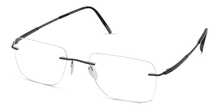 Shop Silhouette Rimless Wide Square Eyeglasses in Grey online.