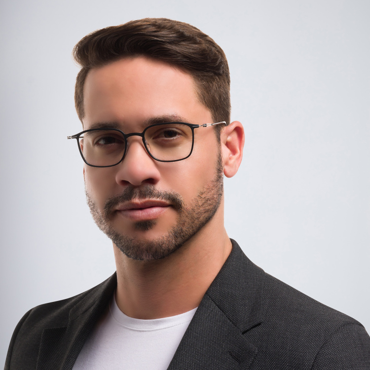 Shop Silhouette Square Eyeglasses in Black online.