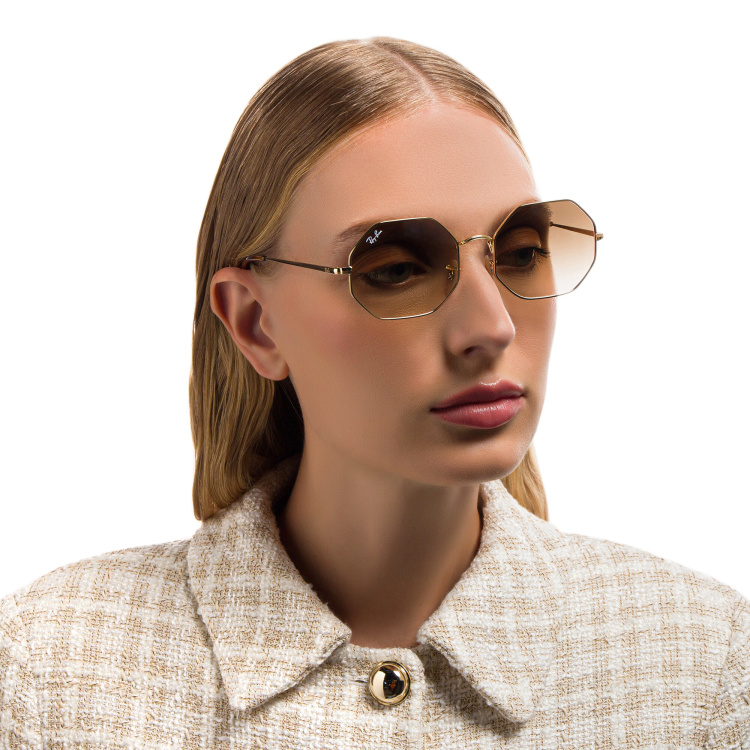 Shop Ray-Ban Irregular Sunglasses in Gold online.