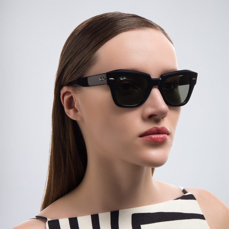Shop Ray-Ban State Street Unisex Square Sunglasses in Black online.
