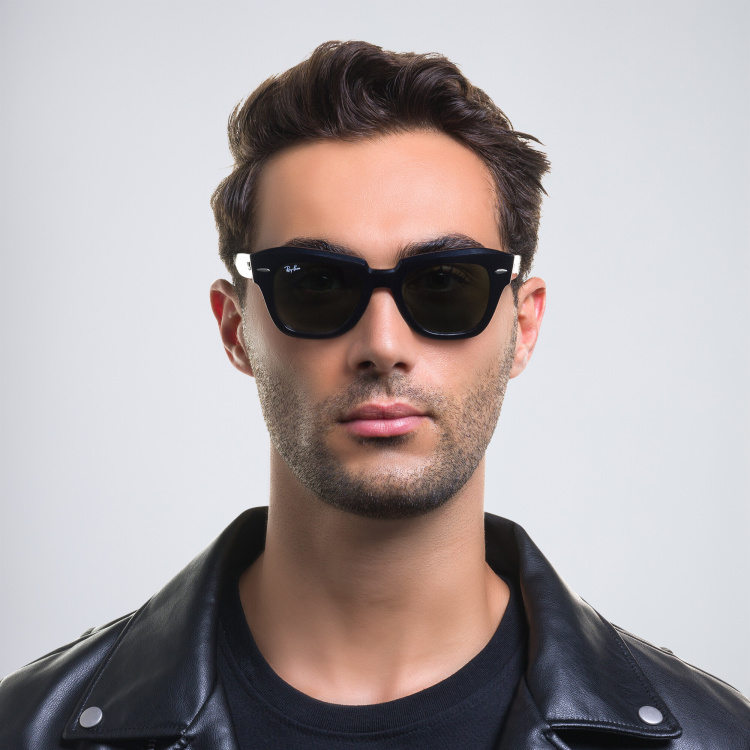 Shop Ray-Ban State Street Unisex Square Sunglasses in Black online.