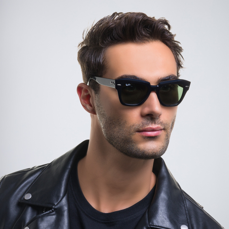 Shop Ray-Ban State Street Unisex Square Sunglasses in Black online.