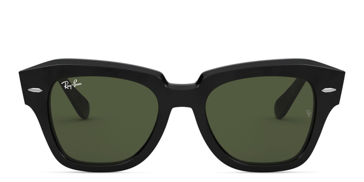 Shop Ray-Ban State Street Unisex Square Sunglasses in Black online.
