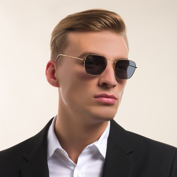 Shop Ray-Ban Frank Square Sunglasses in Gold online.