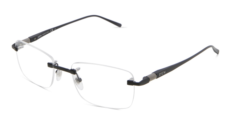 Shop EYE'M Rimless Rectangle Eyeglasses in Black online.