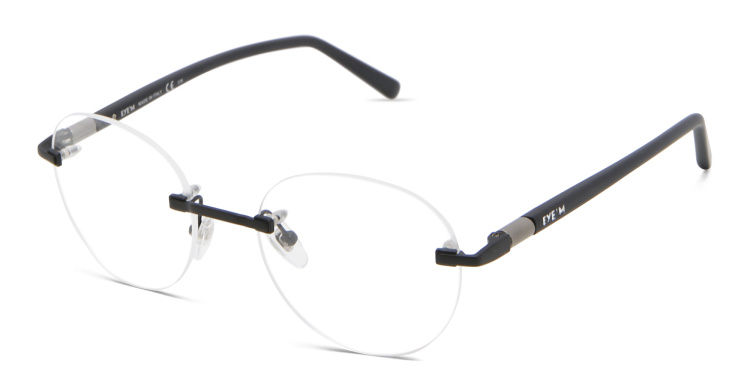 Shop EYE'M Rimless Round Eyeglasses in Black online.