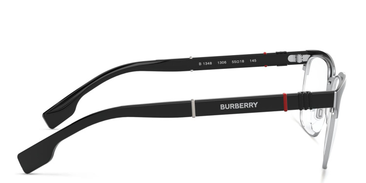 Shop BURBERRY Wide Rectangle Eyeglasses in Black online.