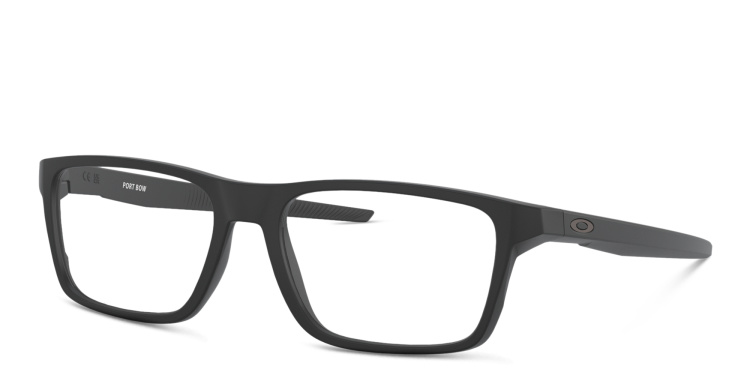 Shop Oakley Port Bow Rectangle Eyeglasses in Black online.