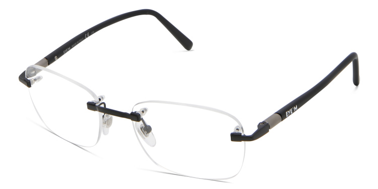 Shop EYE'M Rimless Rectangle Eyeglasses in Black online.